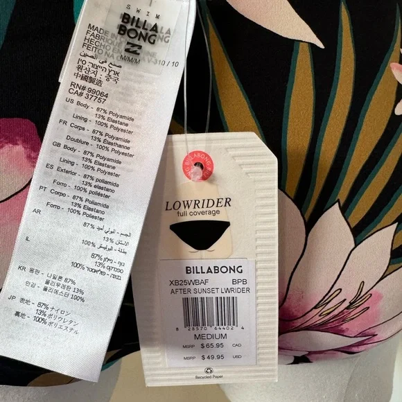 NWT - Billabong After Sunset Bikini Set - Triangle Bikini Top & Lowrider Brief - Picture 15 of 16